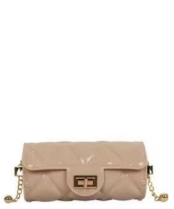 Diamond Quilted Cylinder Shape Crossbody Jelly Bag SP7163 NUDE
